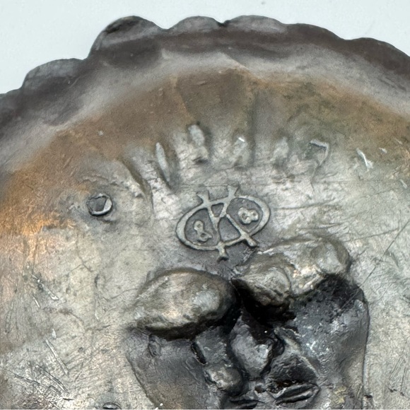 Vintage K & O Native American  Indian Chief Head  Pin Tray Ash Tray Metal - Picture 4 of 8